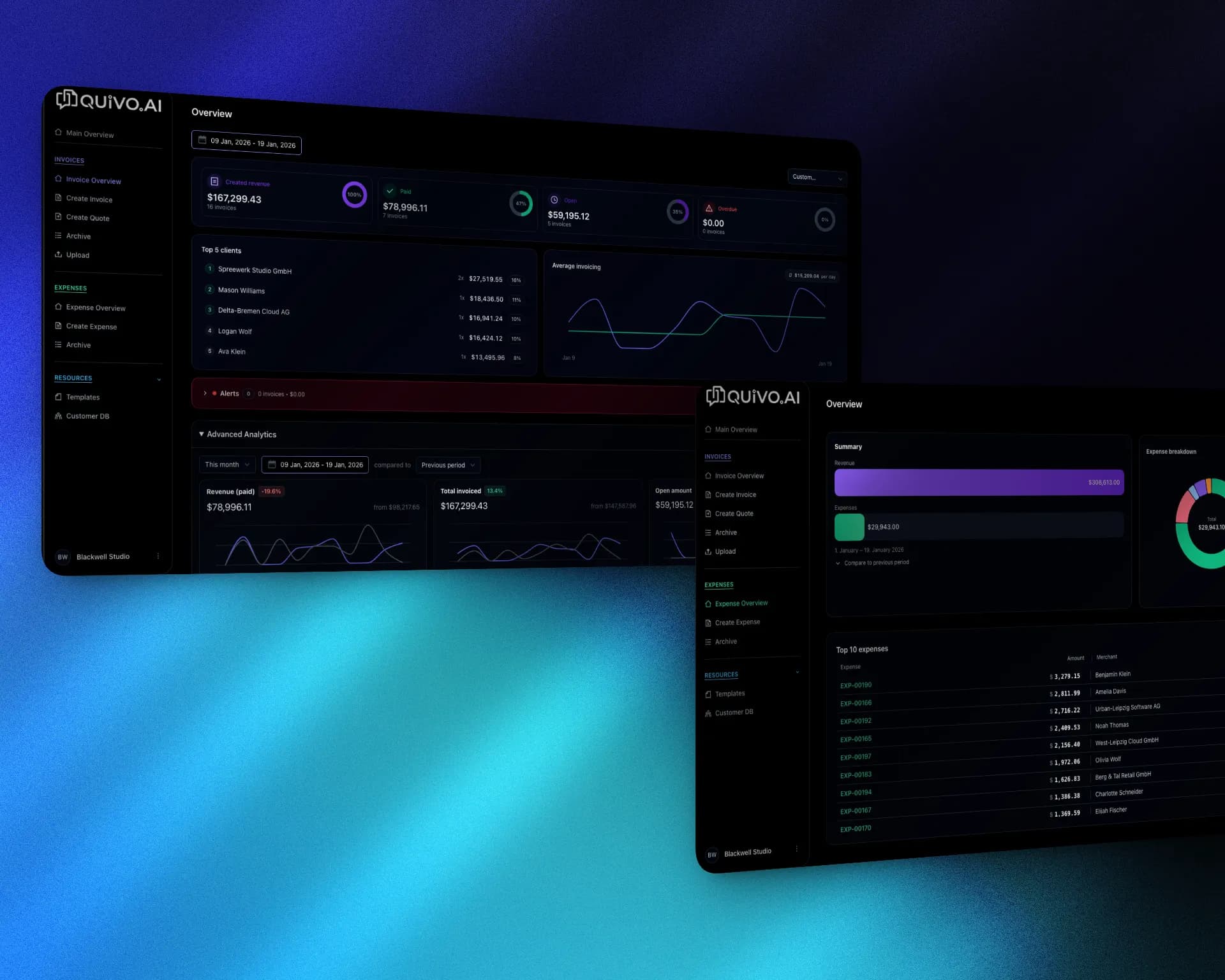 SaaS dashboard and database architecture for custom web applications