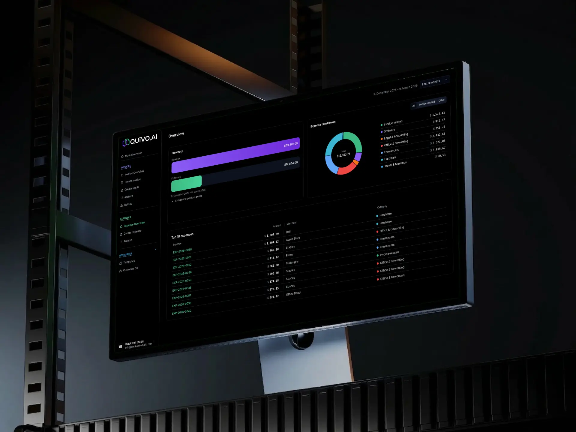 Quivo KI Buchhaltungssoftware für Rechnungen von Blackwell Studio